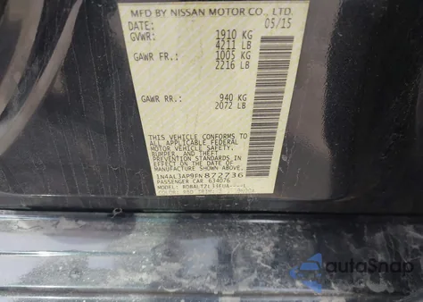 2015 Nissan Altima 2.5 Sl из США, поврежденный, VIN 1N4AL3AP9FN872736